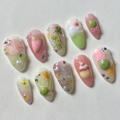 Cute 3D Kawaii Nail Art Set - Trendy Handmade Designs