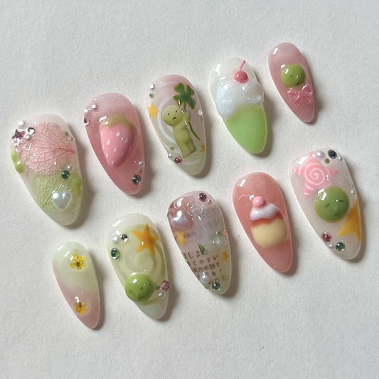 Cute 3D Kawaii Nail Art Set - Trendy Handmade Designs