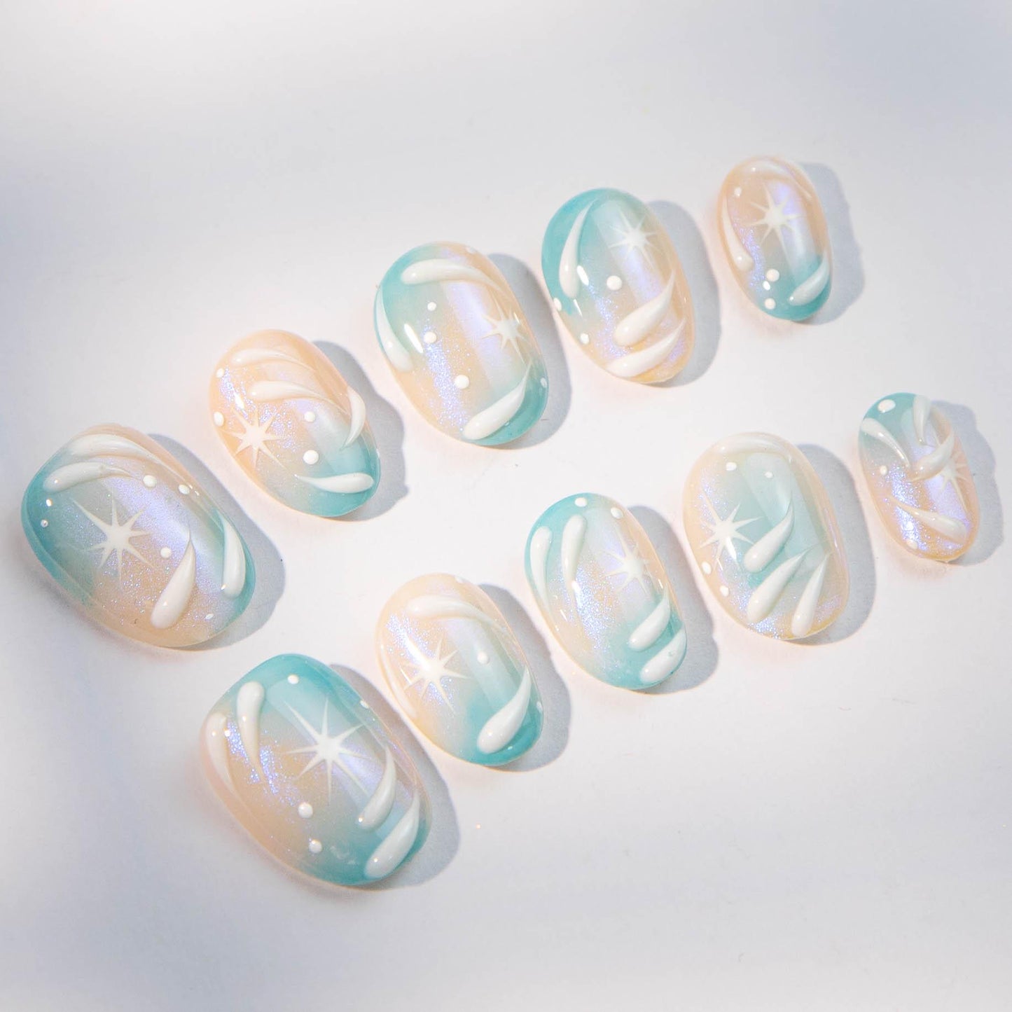Starlight Gradient Press-On Nails with Celestial Glow