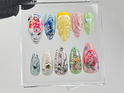 Artistic Expression Press On Nails Whimsical Bunny