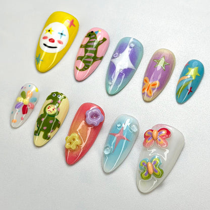 Whimsical Clown Press-On Nails