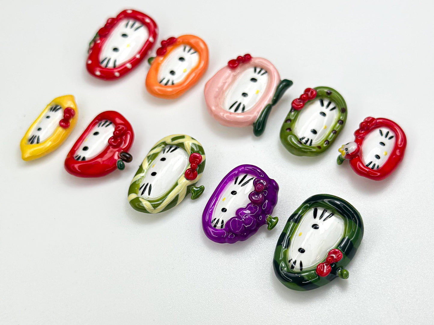 Kawaii Fruit Kitty Press On Nails Set Cute 3D