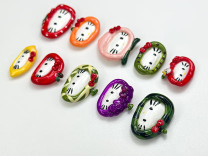 Kawaii Fruit Kitty Press On Nails Set Cute 3D
