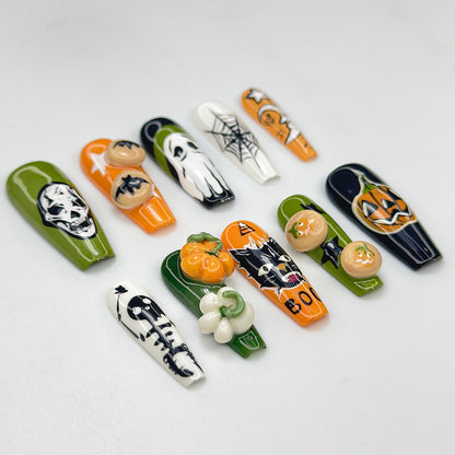 Spooky Halloween Press On Nails - Halloween 3D Spooky Press On Nails