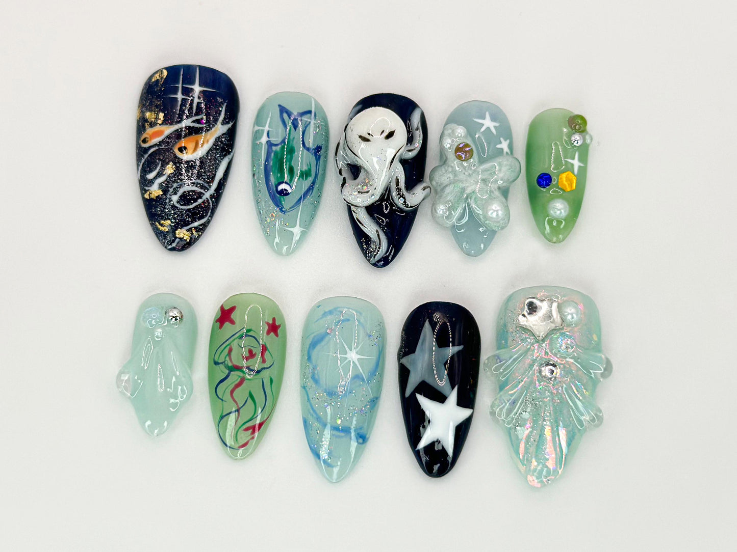 Mystic Ocean Star Press On Nails
