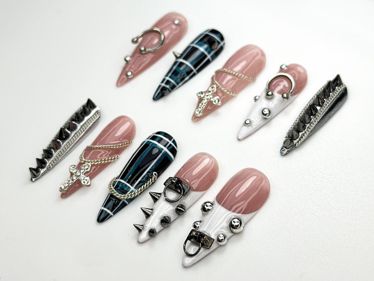 Bold 3D Chain Cross Nail Art Set