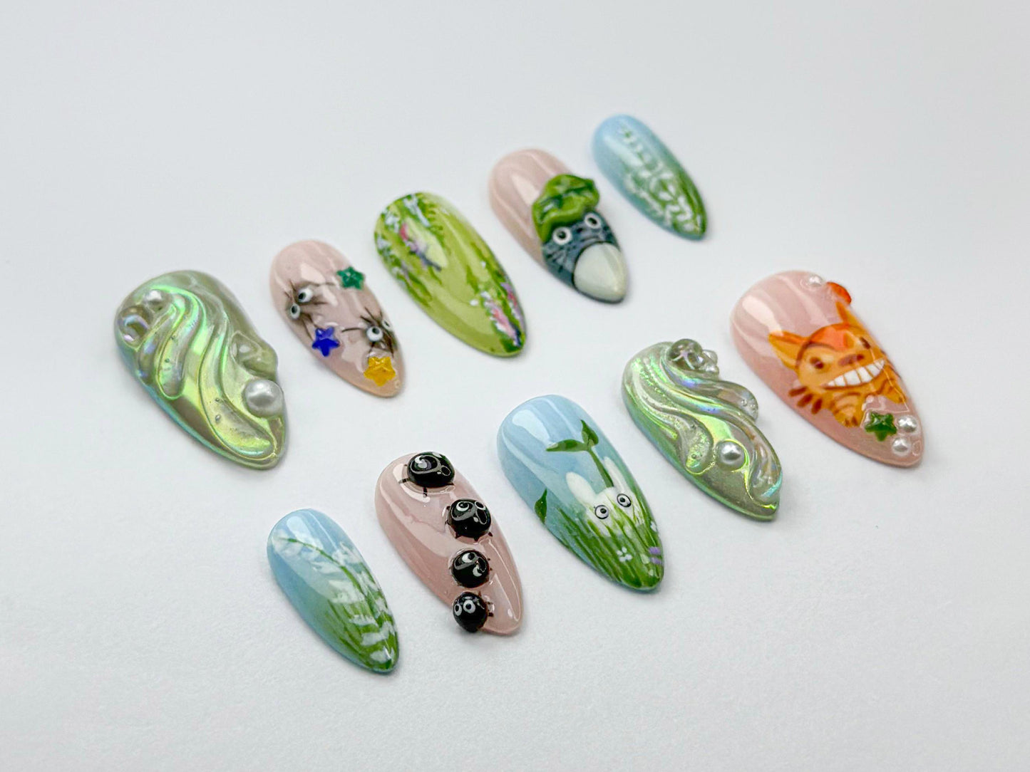 Charming 3D Forest Press-On Nails, Nature Set