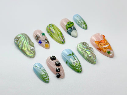Charming 3D Forest Press-On Nails, Nature Set
