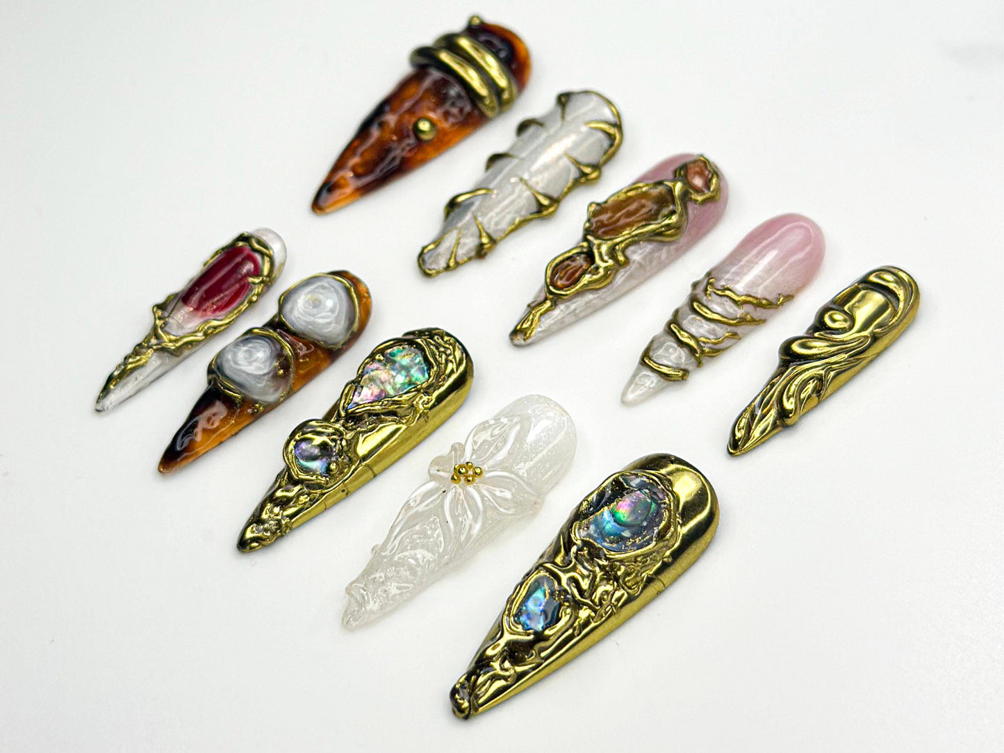 Luxurious 3D Metallic Press On Nails Set