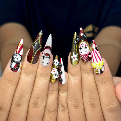 Halloween Circus Press On Nails - Carnival Circus Clown Press On Nails
