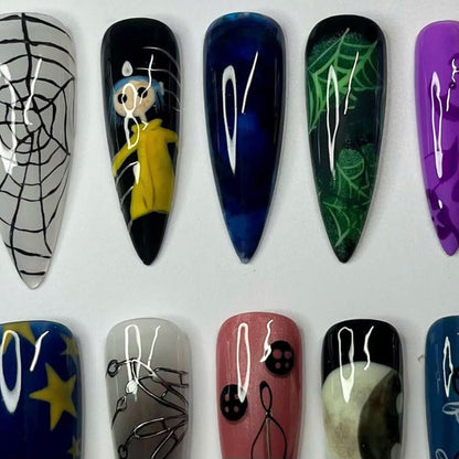 Coraline Press On Nails - Gothic Coraline Inspired Press On Nails