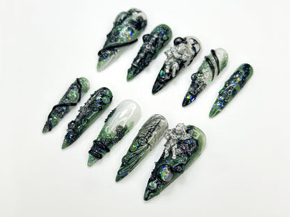 Gothic Angel 3D Press On Nail Set