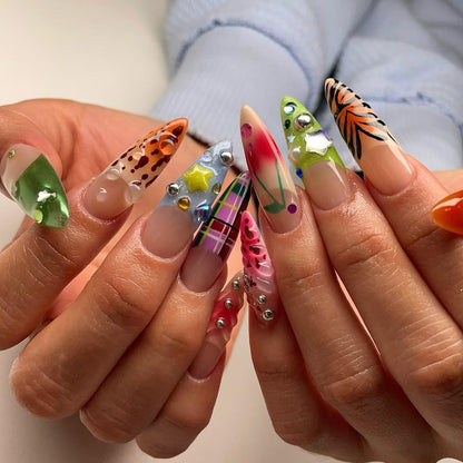 Bold Galaxy Spike Nails with Abstract Edge