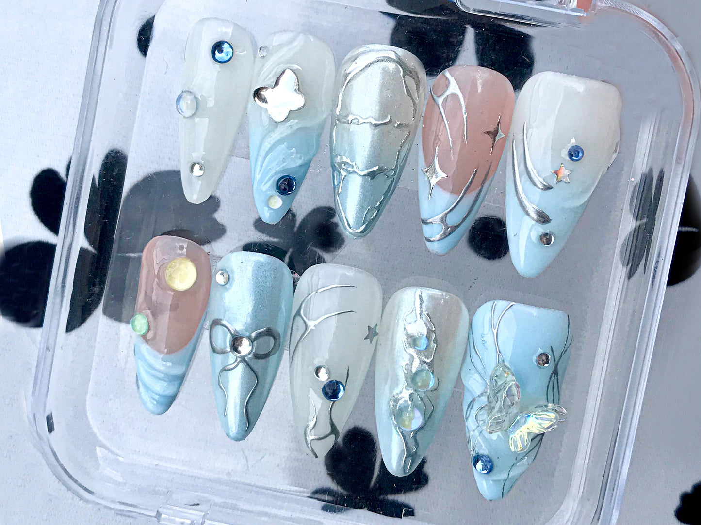 Icy Blue Dream 3D Press On Nail Set