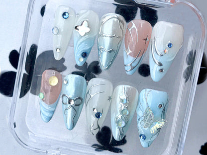 Icy Blue Dream 3D Press On Nail Set