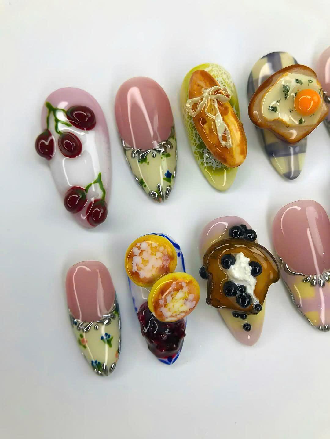 Breakfast Brunch Inspired Press On Nails