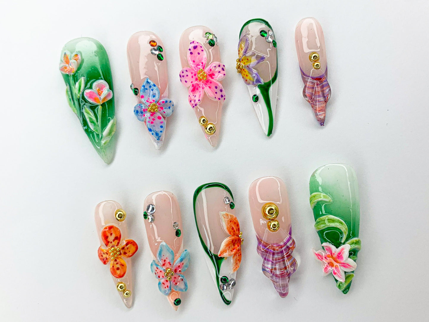 Vibrant Floral 3D Nail Art Set