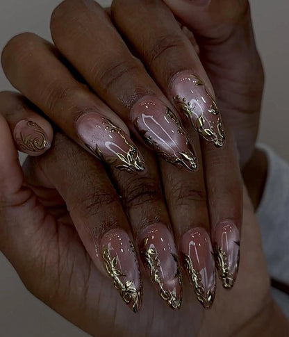 Baroque Gold 3D Sculpted Press On Nails