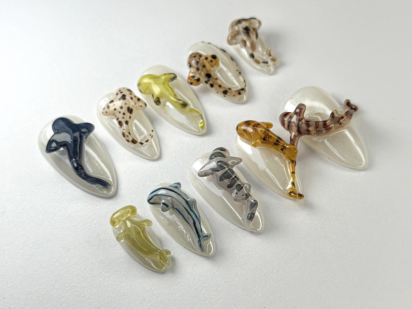 Whimsical 3D Shark Sea Life Press On Nails