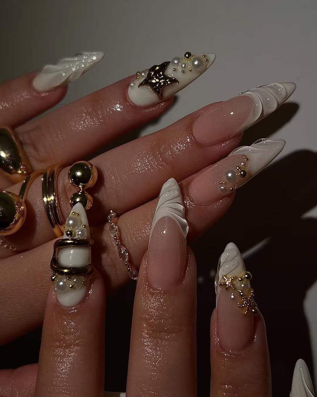 Elegant Mermaid Pearl Press On Nails Set