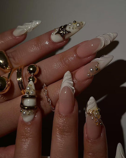 Elegant Mermaid Pearl Press On Nails Set