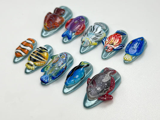 3D Tropical Fish Nail Art Set - Vibrant Press-On Nails
