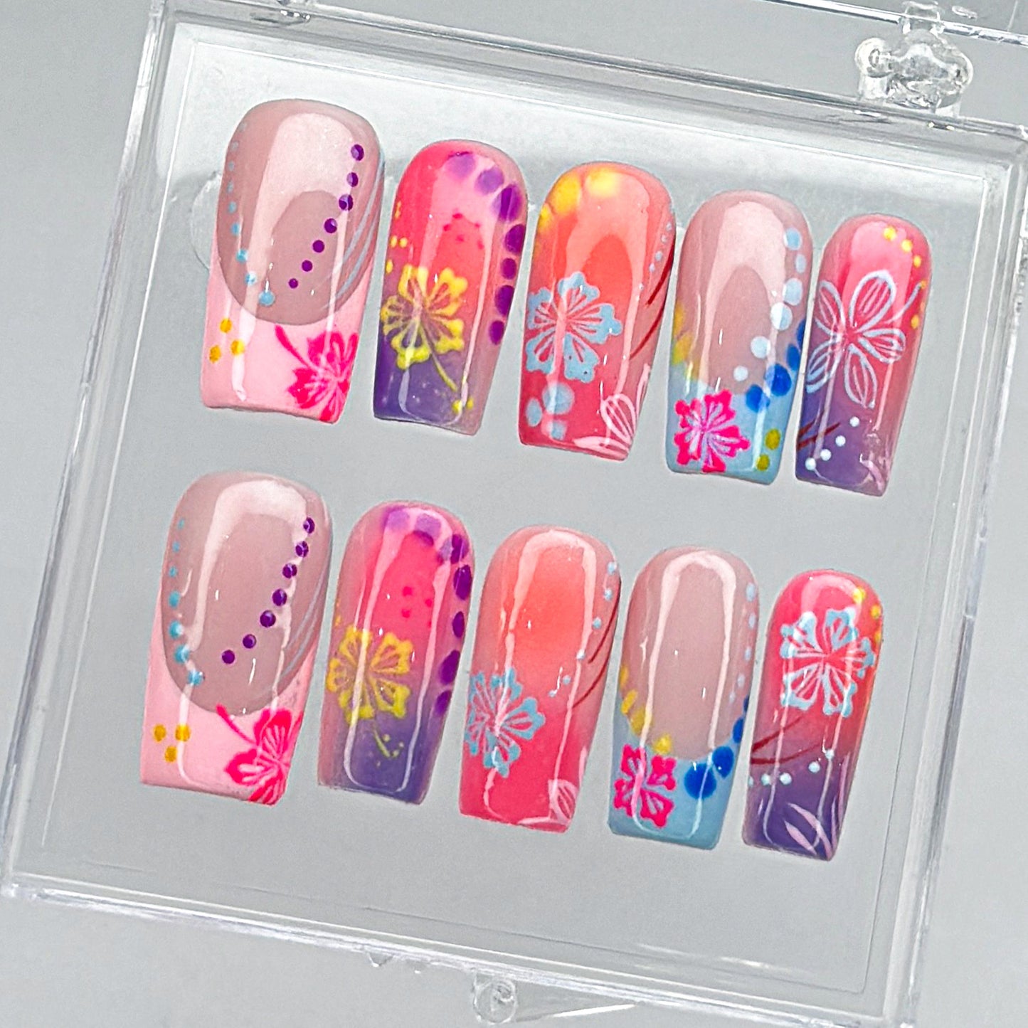 Colorful Floral Spring Press On Nails Set