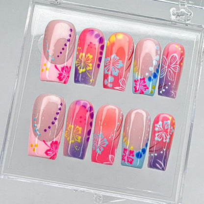 Colorful Floral Spring Press On Nails Set