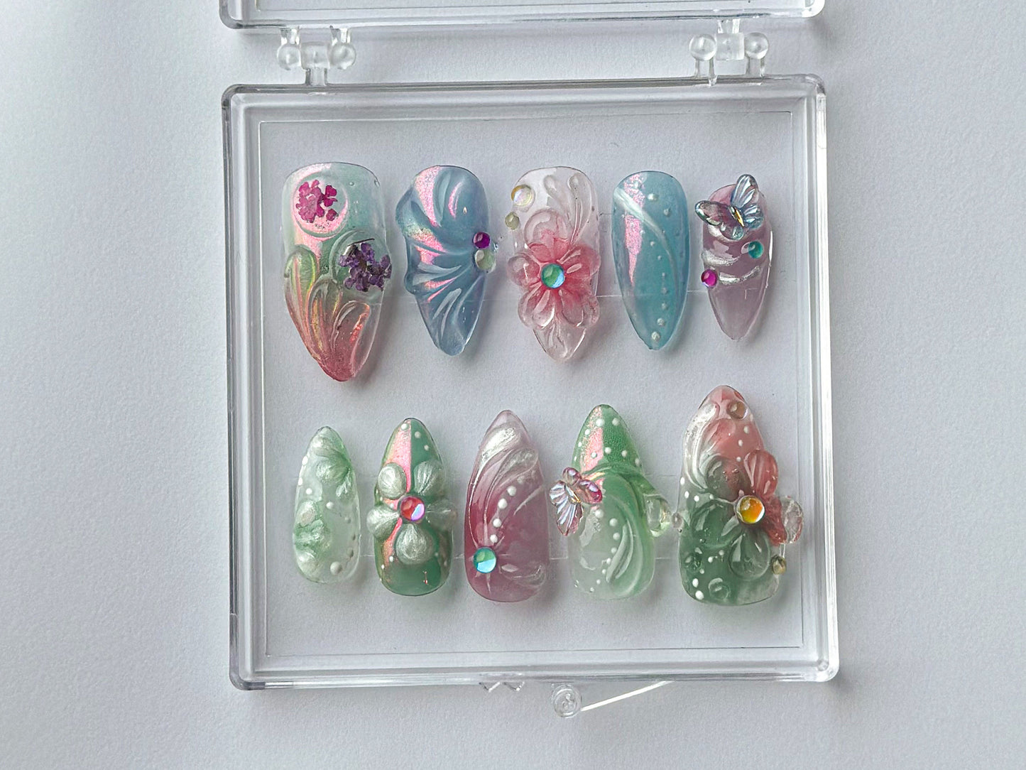 Pastel Dream 3D Floral Jelly Press On Nails