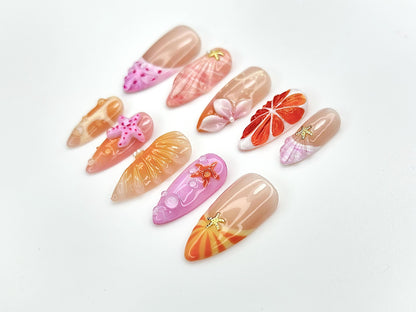 Tropical Starfish Beach Press On Nails Set