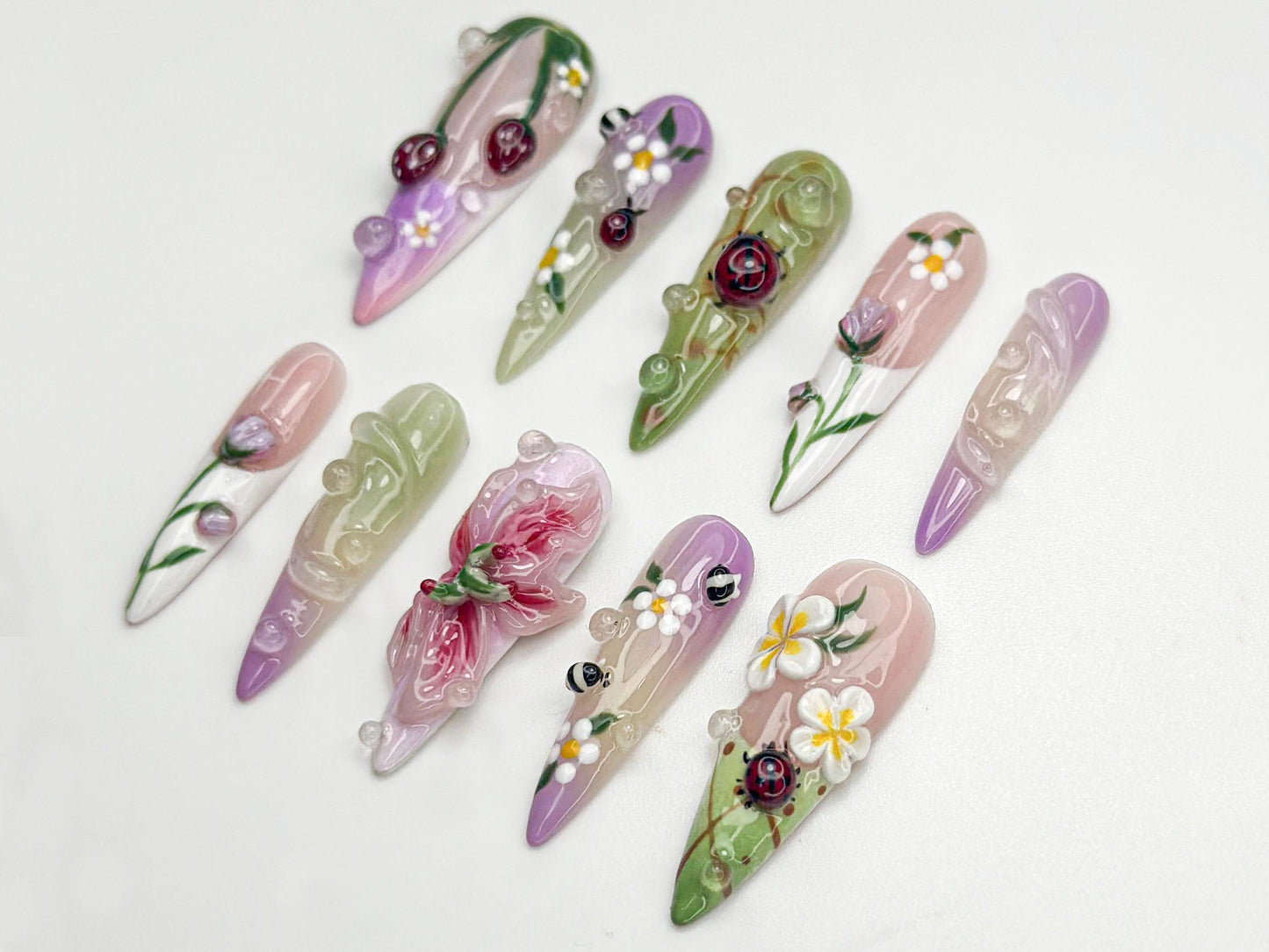 Stunning 3D Floral Nail Art Set - Elegant & Unique