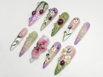 Stunning 3D Floral Nail Art Set - Elegant & Unique