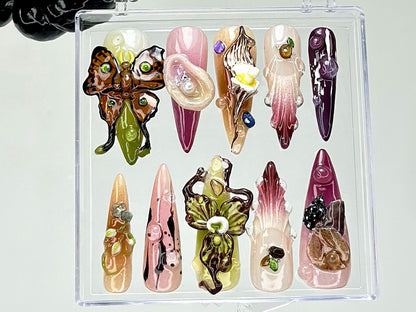 Botanical Fantasy 3D Art Press On Nails