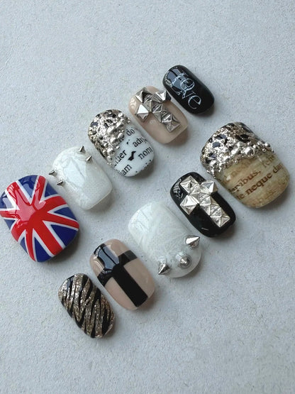 Edgy Union Jack Cross Press On Nails
