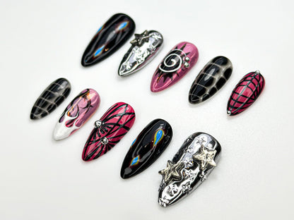 Cyber Star Chrome Press On Nail Set