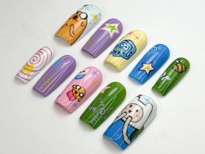 Vibrant Adventure Time Nail Art - Unique Designs