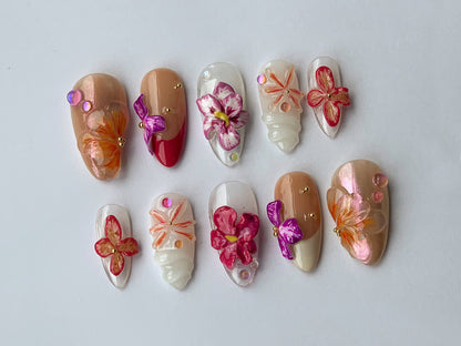 Stunning Floral 3D Nail Art Set - Elegant Design