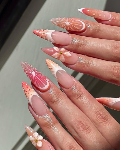 Citrus Bloom Peach Gradient Press On Nails Set