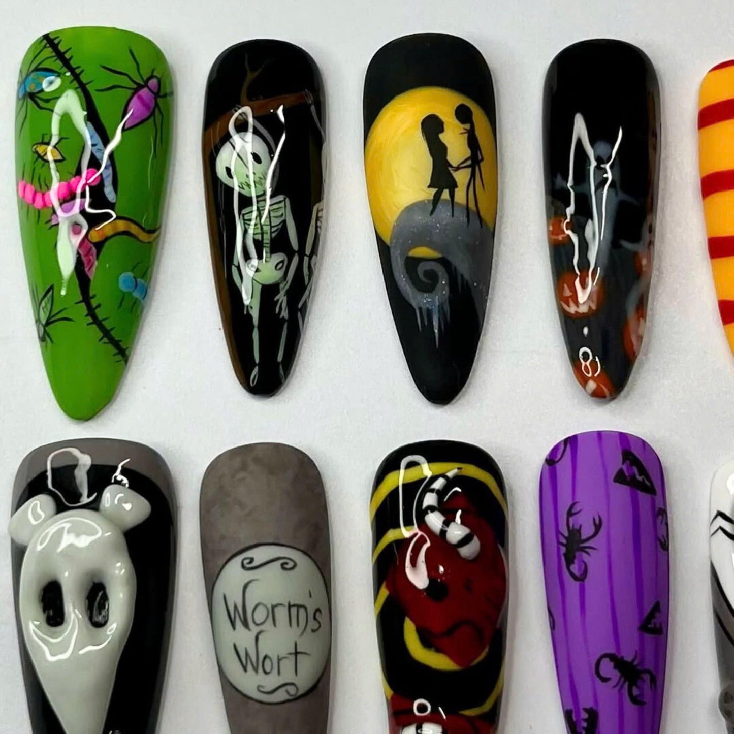 Nightmare Before Christmas Press On Nails - Halloween Gothic Spooky Press On Nails