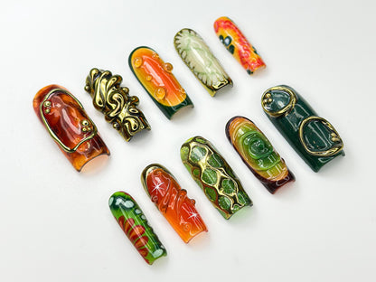Retro Jungle Luxe Press On Nails
