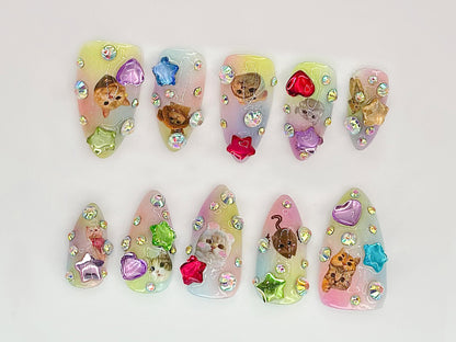 Cute Cat 3D Press On Nails