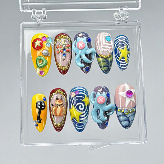 3D Cartoon Space Pop Art Press Nails