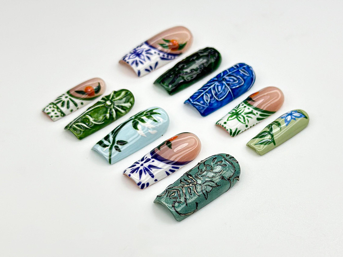 Ceramic Floral Press On Nails