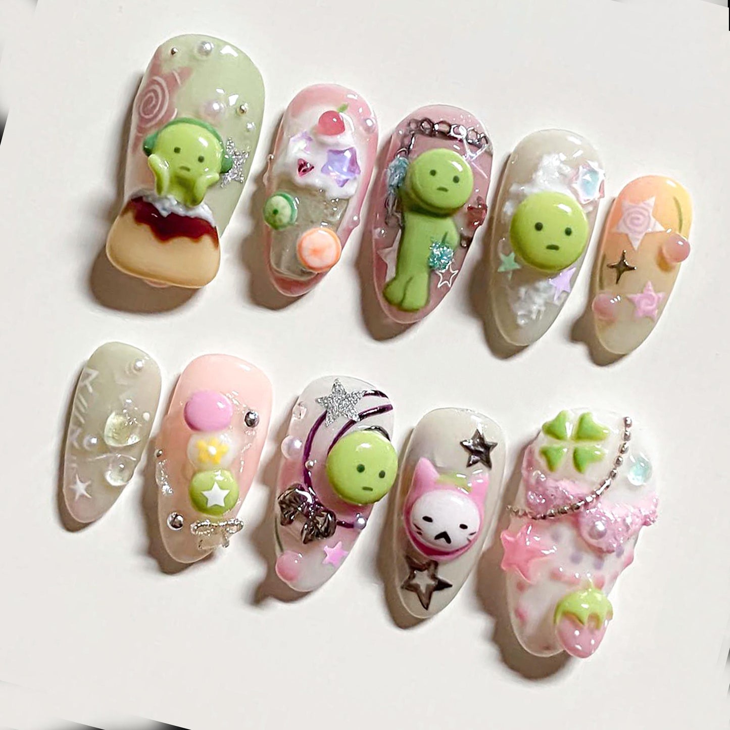 Cute 3D Cartoon Nail Art Set - Trendy Handmade Designs