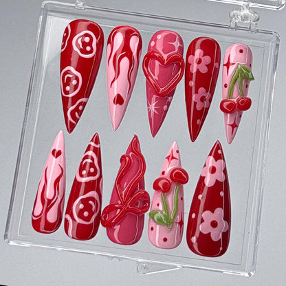 Cherry Blossom Inspired Press On Nails