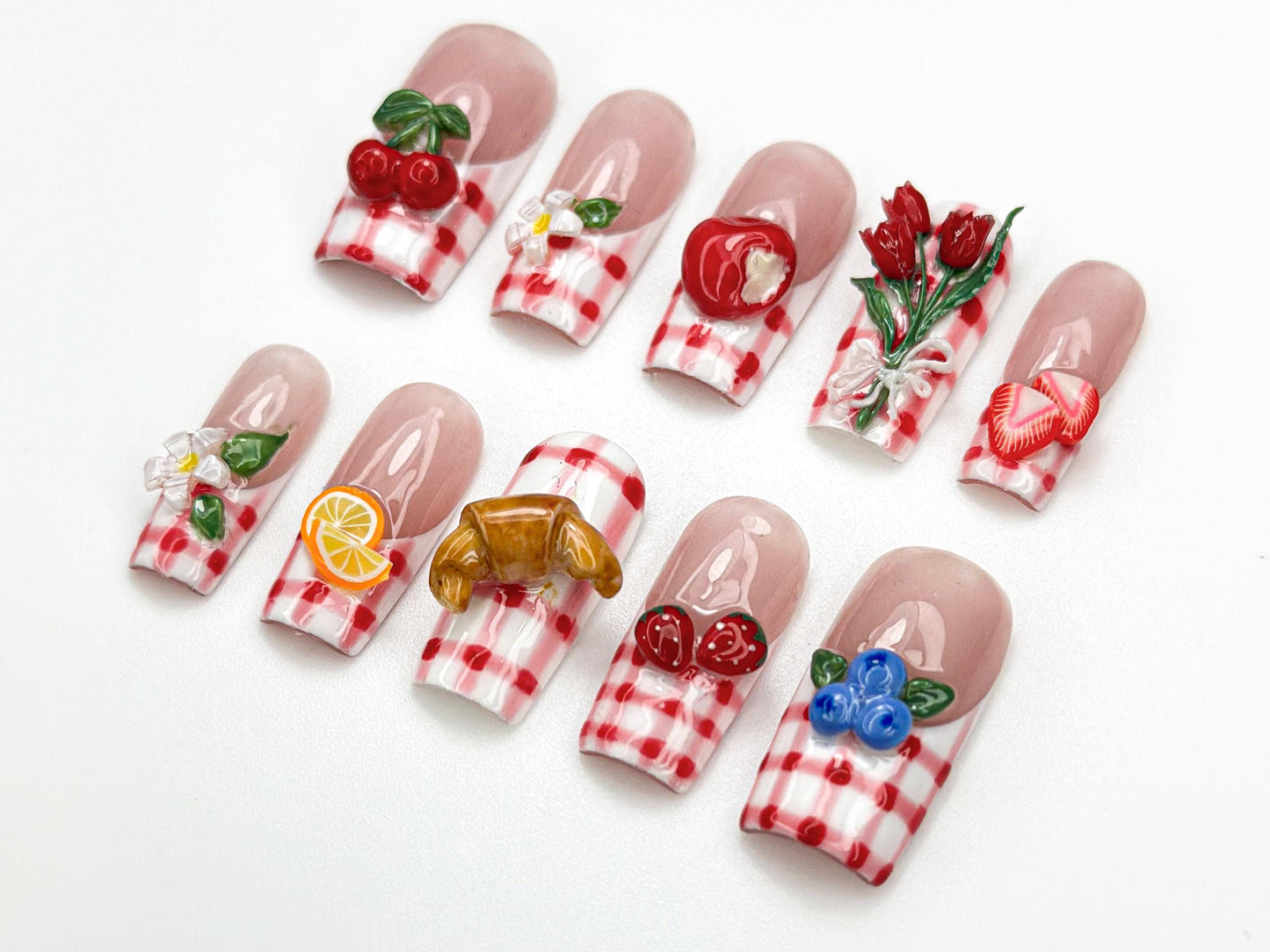 Charming 3D Picnic Fruit Nail Art Set