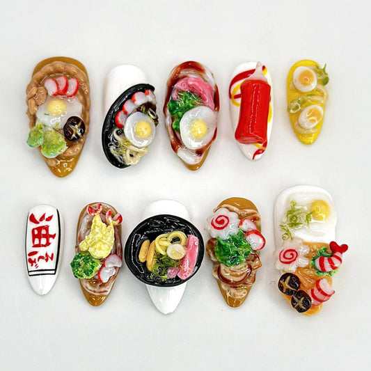 3D Ramen Noodle Press-On Nails - Ramen Noodle 3D Press On Nails