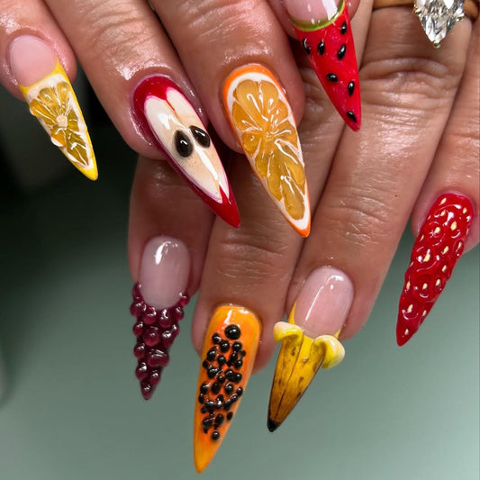 3D Tropical Fruit Pop Press On Nail Set