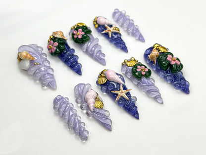 Mermaid Shell 3D Press On Nails Set