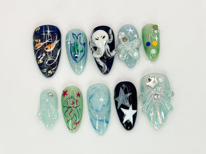 Mystic Ocean Star Press On Nails